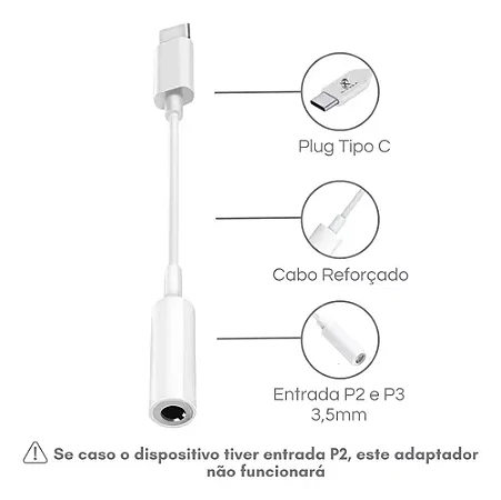 Cabo Adaptador Usb Tipo C Para Fones De Ouvido Verde - Branco