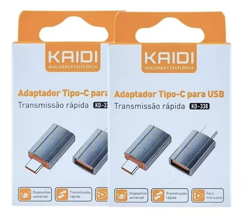 Adaptador Tipo-C para USB Kaidi KD-338 Preto