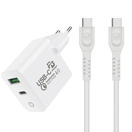 Kit Carregador Turbo Delivery 4.0 - Fonte USB C /Tipo C + Cabo Tipo C Gshield
