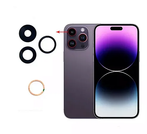 Kit Lente de vidro para câmera traseira iPhone 14/14 Pro Max