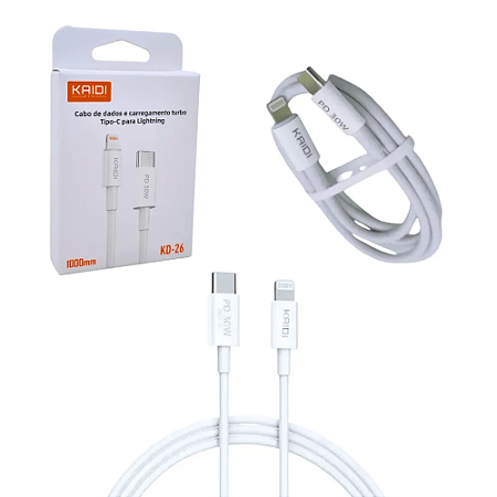 Cabo de Carregamento Kaid Turbo Tipo-C para Lightning KD-26
