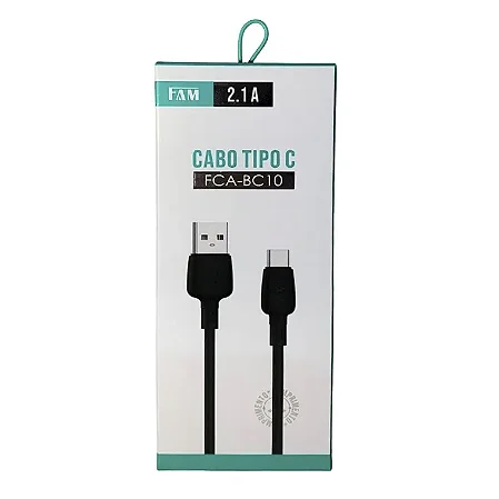 Cabo Carregador Tipo C FCA-BC10 FAM Preto