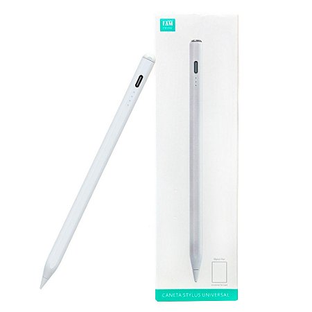 Caneta Touch Screen Stylus Recarregavel para Tablet FAM Branco