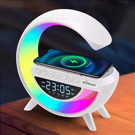 Caixa de Som andromeda Bluetooth Xtrad XDG-8601 Bt-3401 Relógio Digital, Rádio FM, LED RGB e Indução