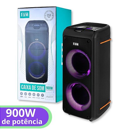 Caixa De Som Bluetooth 900W - Fam - A602