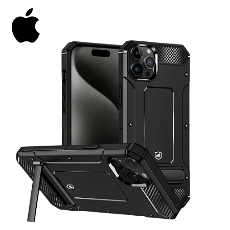 Capa Armyproof Apple Gshield Iphone 15 Preta Com Suporte