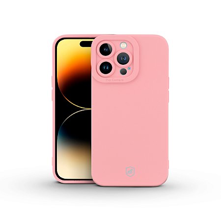 Capa Silicon Cloud Silicone Apple Gshield Iphone 14 Pro Rosa Câmera Fechada