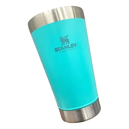 Copo Térmico Com Logo Beer Pint 16Oz 473Ml Aço Inox, Abridor Ciano
