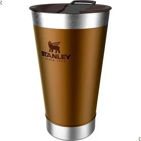 Copo Térmico Com Logo Beer Pint 16Oz 473Ml Aço Inox, Abridor Marrom