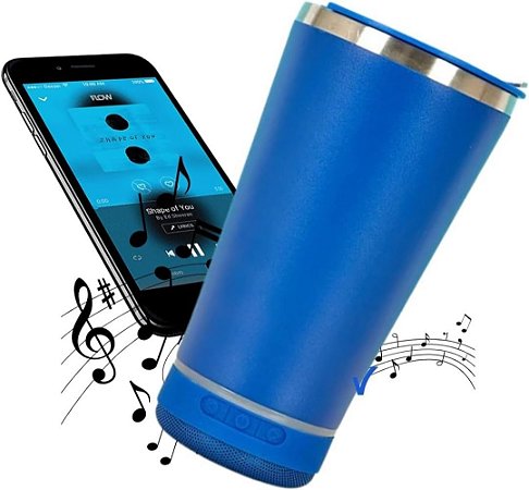 Copo Térmico Stanley Beer Pint Musical 420Ml Azul Em Aço Inox E Caixa De Som Bluetooth, Com Abridor