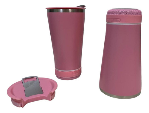 Copo Térmico Stanley Beer Pint Musical 420Ml Rosa Choque Em Aço Inox E Caixa De Som Bluetooth, Com Abridor