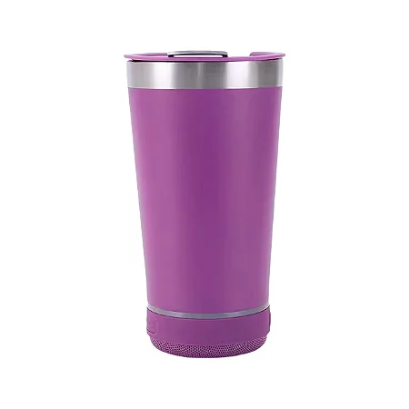 Copo Térmico Stanley Beer Pint Musical 420Ml Roxo Em Aço Inox E Caixa De Som Bluetooth, Com Abridor