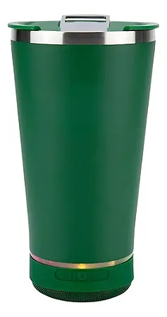 Copo Térmico Stanley Beer Pint Musical 420Ml Verde Escuro Em Aço Inox E Caixa De Som Bluetooth, Com Abridor