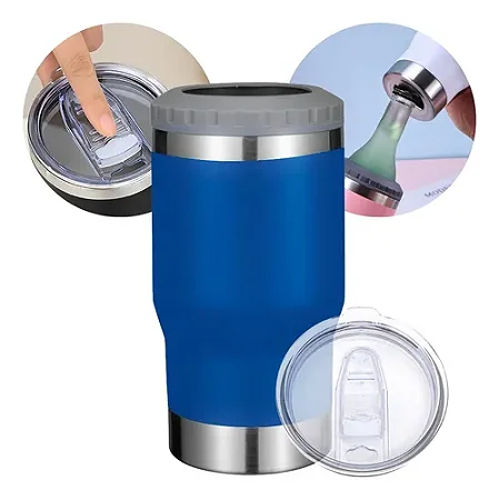 Copo Térmico Stanley Beer Pint Suporte Long Neck 420Ml Azul Em Aço Inox