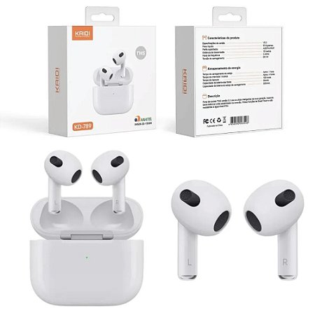 Fone Bluetooth 5.3 Tws Kaidi Kd789 Com Estojo De Recarga E Som Estéreo