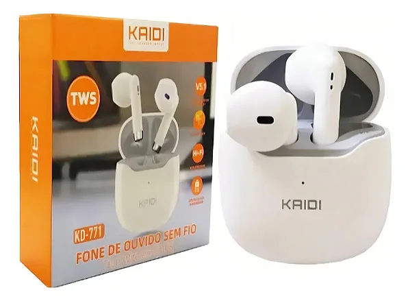 Fone Bluetooth Sem Fio 5.1 Tws Kaidi Kd-771 Smart Touch Branco