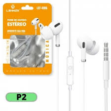 Fone Com Fio Lehmox Lef1006 Estéreo P2 Com Áudio Claro E Microfone Preto