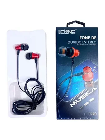 Fone Estéreo P2 Lelong Le0220 Com Microfone Embutido Vermelho