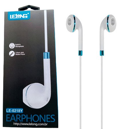 Fone In-Ear P2 Lelong Le0218Y Com Microfone E Isolamento De Ruído Azul