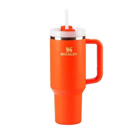 Garrafa Caneta Térmica Stanley Beer Pint Em Aço Inoxidável Com Tampa E Canudo 1200Ml Laranja