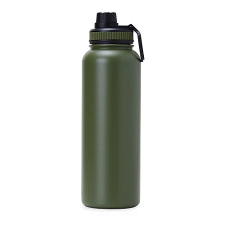 Garrafa Térmica 800Ml Isolada Água Gelada Esporte Premium Na Cor Verde Escuro
