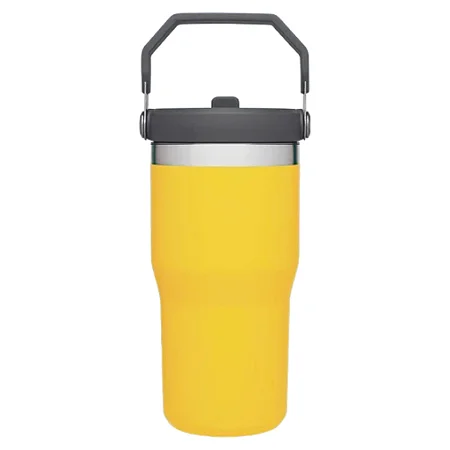 Garrafa Térmica Flip Straw Stanley Com Tampa, Alça E Canudo 650Ml Amarelo