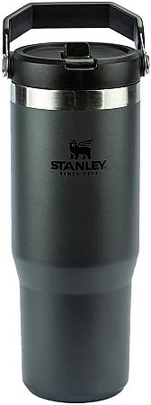 Garrafa Térmica Flip Straw Stanley Com Tampa, Alça E Canudo 650Ml Preto