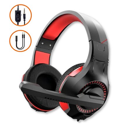 Headset Com Microfone Para Pc E Consoles Lehmox Lef-1212 Vermelho