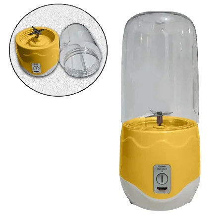 Mini Liquidificador Copo Portátil Usb Dm-888 Smoothies 400Ml Amarelo