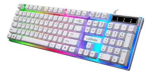 Teclado Retroiluminado Gamer Abnt2 Com Fio Usb E Iluminação Rgb Lehmox Ley-2085 Branco