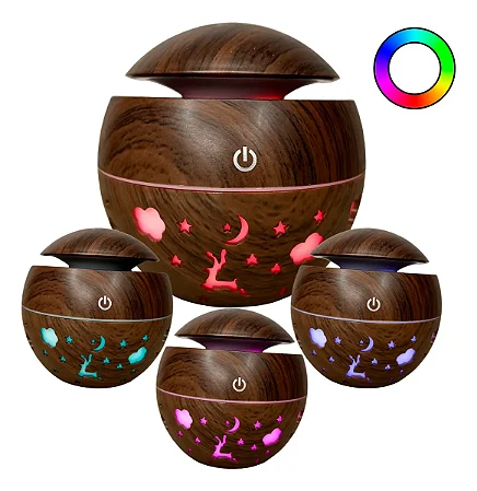 Umidificador Aromatizador Ultrassônico Com Luz Noturna Onistek On-Um629 Madeira Escura