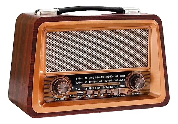 Rádio Estilo Retrô Vintage Am Fm Bluetooth Recarregável Kapbum KA-3336