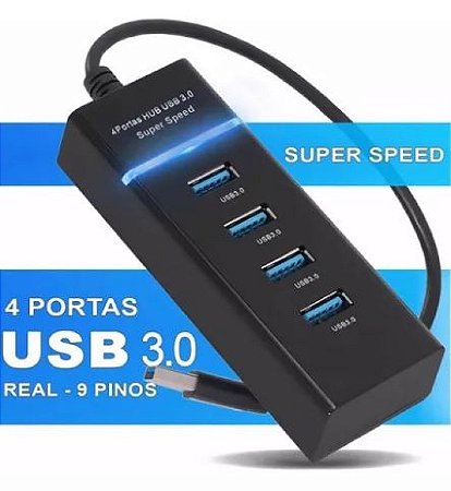 Hub Usb 3.0 Com 4 Portas De Alta Velocidade Hub4P-303Kley-200