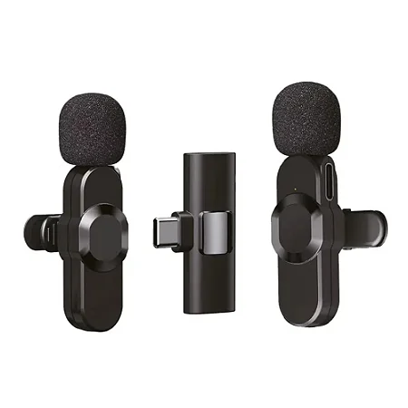 Microfone Profissional Lapela Sem Fio Tipo C Kit Com 2 Onistek On-Mc813