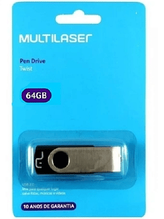 Pen Drive Multilaser 64Gb Usb Com Boa Velocidade De Transferência Pen-64Gb-M