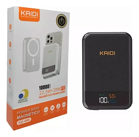 Carregador Portátil Power Bank Magnetico Kaidi 10000Mah