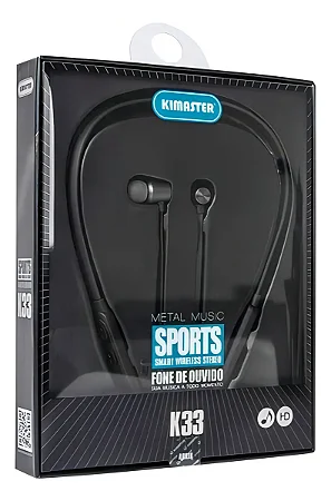 Fone De Ouvido Bluetooth Wireless Stereo Sports K33 Preto