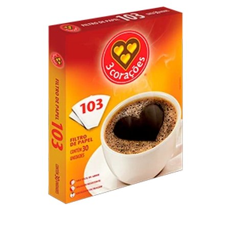 Filtro Papel P/ Café N103 c/ 30 3 Corações