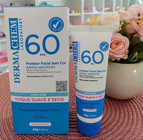Protetor Solar Facial FPS 60 sem cor Dermachem