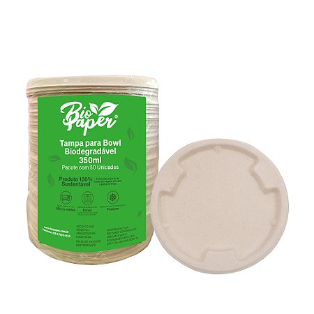 Tampa Biodegradável para Bowl 350ml / Pote 500ml 50 unidades - Bio Paper