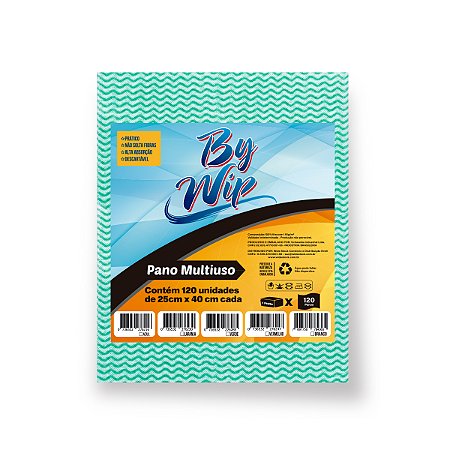 Pano Multiuso 45g 25cm x 40cm Verde c/ 120 panos By Wip