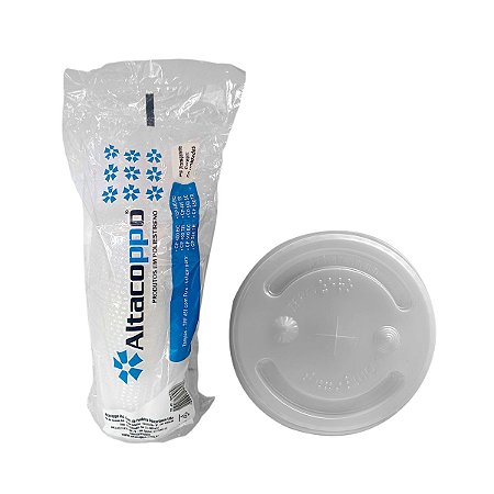 Tampa com Furo Copo 400/500mL Transparente C/50 Altacoppo