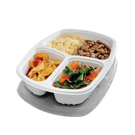 Embalagem Bandeja 3 Divisiórias G330 Cristal 1150mL 100 unidades - Galvanotek