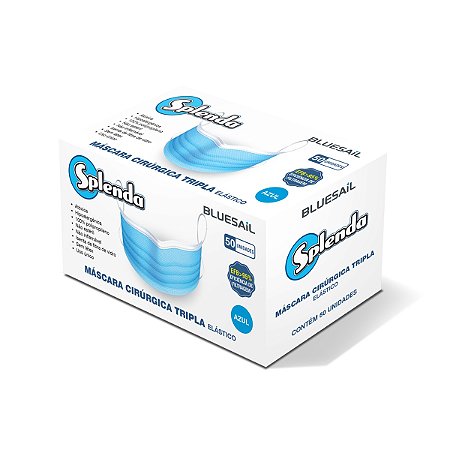 Mascara Descartavel Tripla Com Elastico e Clip Nasal c/50un Bluesail