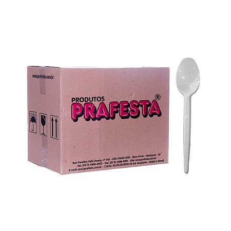 Colher de Plástico Refeição Branca 1000 unidades - Prafesta