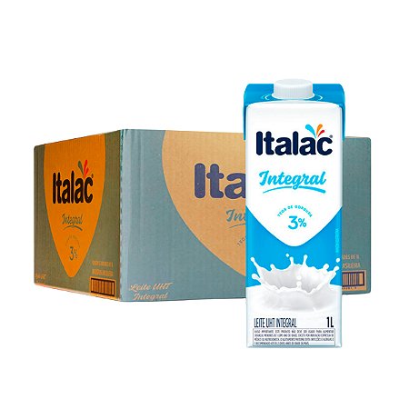 Leite UHT Integral Italac 1 Litro Caixa com 12 Unidades