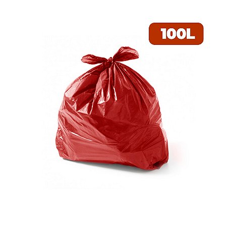 Saco para Lixo 100 Litros Coleta Seletiva Especial Vermelho com 100 unidades