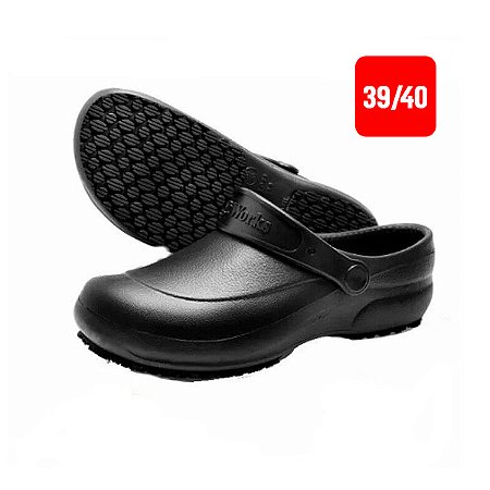 Sapato Babuche Antiderrapante BB60 Preto Nº 39/40 Soft Works