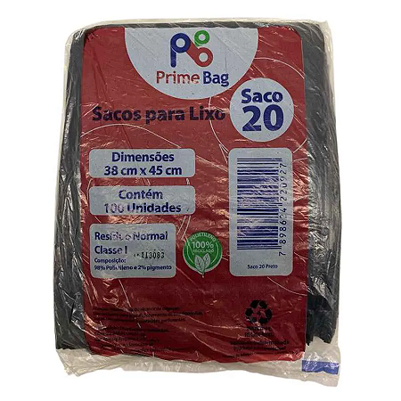 Saco para Lixo Comum 20 Litros c/100un - Primebag