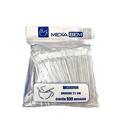 Mexedor de Café Remo Cristal 11cm com 500 unidades Mexa Bem